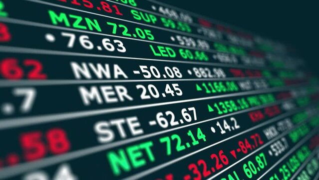 Stock market tickers. Digital animation of Stock market prices changing. 4k animation