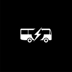 Electric bus icon isolated on dark blue background