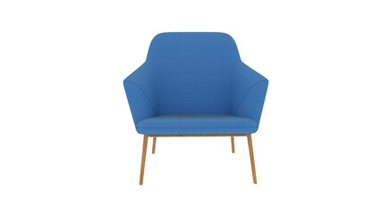 armchair front view without shadow 3d render