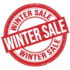 WINTER SALE text written on red round stamp sign