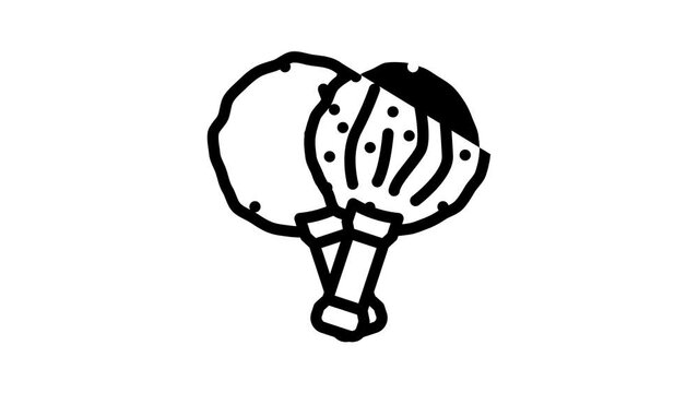 pompom for cheerleaders line icon animation