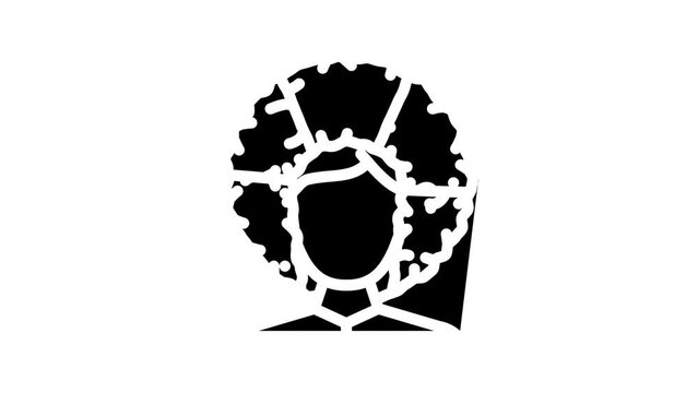 wig fan line icon animation