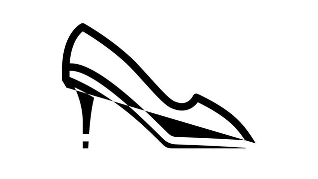 shoes female footwear line icon animation