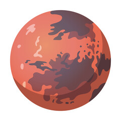 Mars planet of solar system vector illustration. Cartoon drawing isolated on white background. Space, astronomy