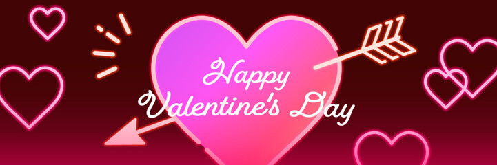 ネオンカラーのバレンタインデーのバナーテンプレート