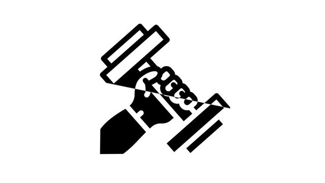 exercise with dumbbell line icon animation