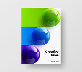 Multicolored realistic balls booklet layout. Modern company cover A4 vector design illustration.