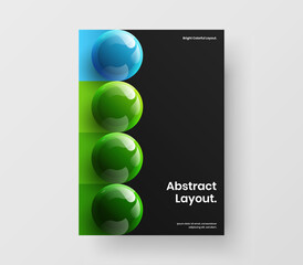 Abstract realistic balls corporate brochure template. Simple magazine cover vector design layout.