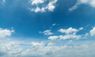 White clouds are in the blue sky