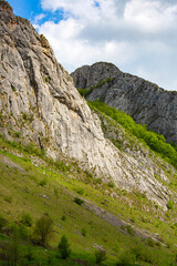 Rock face detail in Trascau mountains canyon, Vălişoara gorge in eastern Apuseni Mountains, Romania