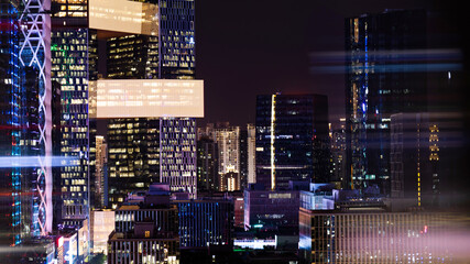 Fototapeta na wymiar Office buildings in the city at night