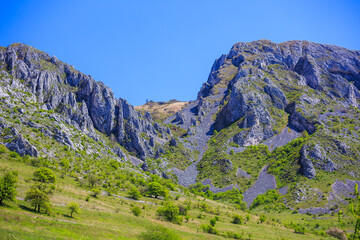 Obraz premium Piatra Secuiului (Szekelyko) Mountain detail in the Romanian Carpathians, Rimetea village, Alba County, Romania.