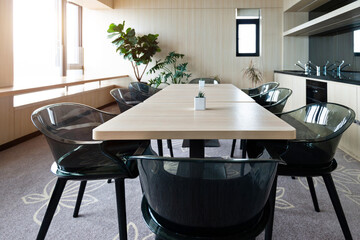 Modern dining room with table and chairs