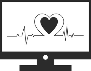 Cardiogram analysis icon, cardiology icon black vector