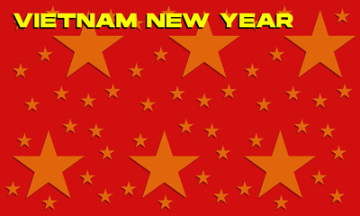 Vietnam new year template card with stars and red background. Vector Illustration