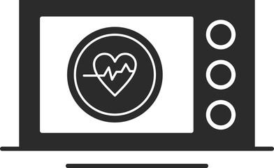 Heart diagnostic icon, cardiogram analysis icon black vector