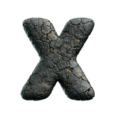 asphalt letter X - Upper-case 3d tarmac font - suitable for road, transport or highway related subjects
