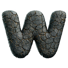 asphalt letter W - Capital 3d tarmac font - suitable for road, transport or highway related subjects
