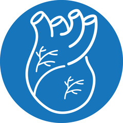 Human heart icon, human cardiology clinical icon blue vector