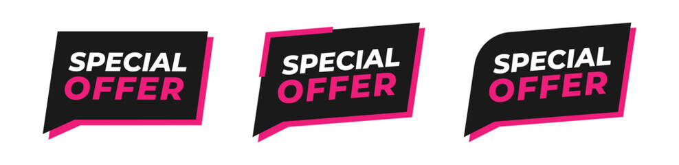 Modern set of special offer banner. Vector illustration with black and pink color.