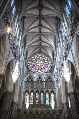 Fototapeta premium London, UK. North Transept view and Rose Window of the Collegiate Church of Saint Peter at Westminster