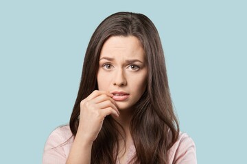 Confused young woman think have idea