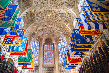  Henry VII Lady Chapel interior, Westminster. Burial place of fifteen kings and queens Stuard's dynasty. London, UK - obrazy, fototapety, plakaty