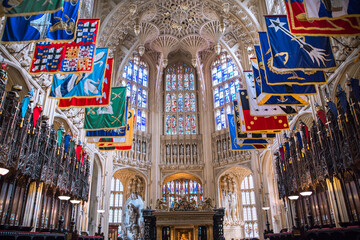  Henry VII Lady Chapel interior, Westminster. Burial place of fifteen kings and queens Stuard's dynasty. London, UK - obrazy, fototapety, plakaty