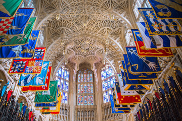  Henry VII Lady Chapel interior with , Westminster. Burial place of fifteen kings and queens Stuard's dynasty. London, UK - obrazy, fototapety, plakaty