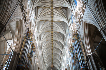 London, UK. Ceiling in the Collegiate Church of St. Peter at Westminster Abbey