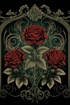 Red  Gothic Rose  Digital Collage Sheets Antique Scrap Ephemera Junk Journal Art Prints Vintage Card