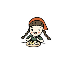 A cute girl enjoy eating 