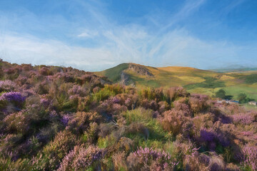 Digital oil painting of The Roaches from Hen Cloud in the Peak District National Park.