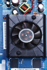close up of old dusty fan computer graphics cards