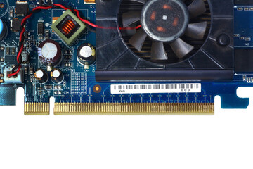 close up of old dusty computer graphics cards