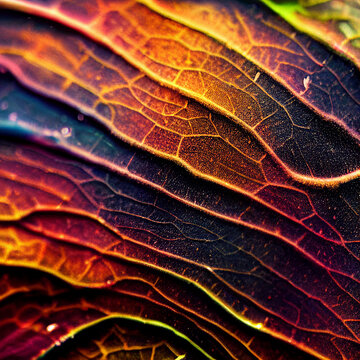 Texture of a leaf microscopic image enhanced and fantastic colors beautiful texture scenery imagery and leaf like 