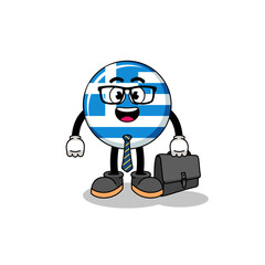 greece flag mascot as a businessman