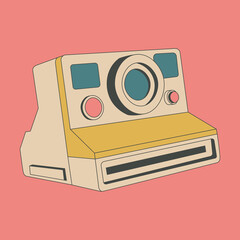 Fototapeta premium Fashion minimal illustration. Retro camera. Vintage lover concept
