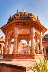 ancient hindu temple architecture with bright blue sky from unique angle at day