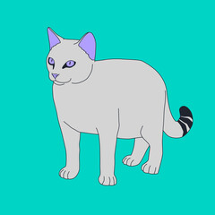 Fashion minimal illustration art. Cat lover concept. Trendy trippy funny design
