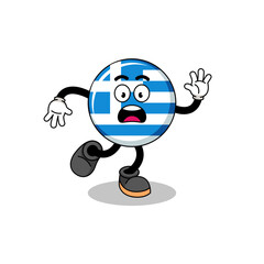 slipping greece flag mascot illustration