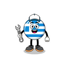 greece flag illustration cartoon as a mechanic