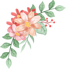 Fototapeta premium Orange Flower Arrangement with watercolor style