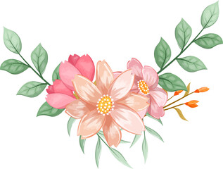 Orange Flower Arrangement with watercolor style