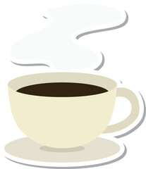 ステッカー風の単品飲み物イラスト　コーヒー