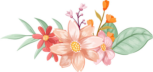 Obraz premium Orange Flower Arrangement with watercolor style