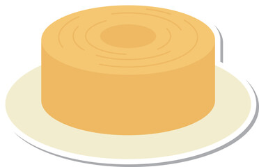 ステッカー風の単品食べ物イラスト　バウムクーヘン