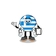 Cartoon mascot of greece flag doctor