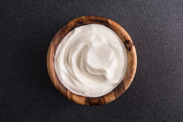 Sour cream as sauce or ingredient for tasty meals