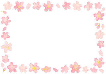 Fototapeta na wymiar 水彩のシンプル桜フレーム